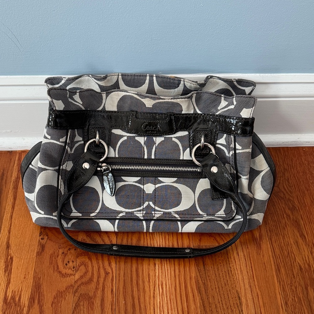 Coach Black and Gray Geometric Shoulder Bag